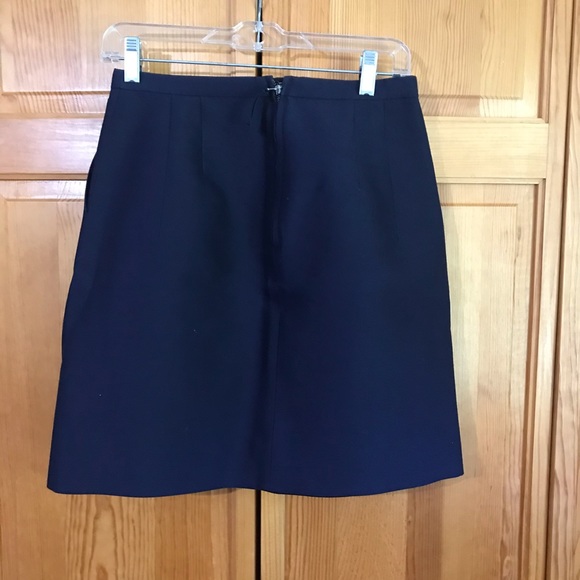 J. Crew Wool & Silk Navy Blue Pencil Skirt Sz 2 - Picture 2 of 6